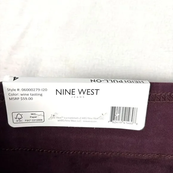 Nine West Women's Heidi Pull On Elastic Waist Stretch Twill Straight Leg Pant‎ 4 - Picture 10 of 12